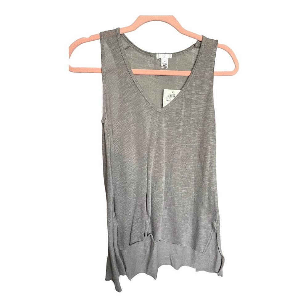 BP. Grey Griffin lightweight knit sleeveless tank top v-neck side slits XS